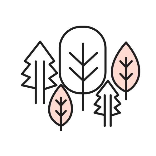 Iconos de tipos de árboles en la estancia Alamos de Cañuelas