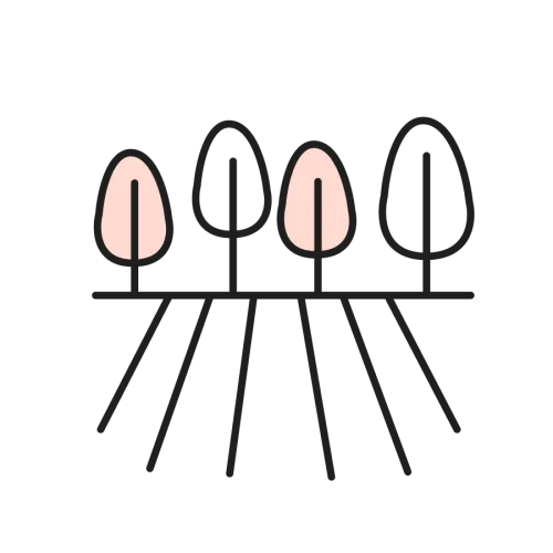 Iconos de parquización en la estancia Alamos de Cañuelas